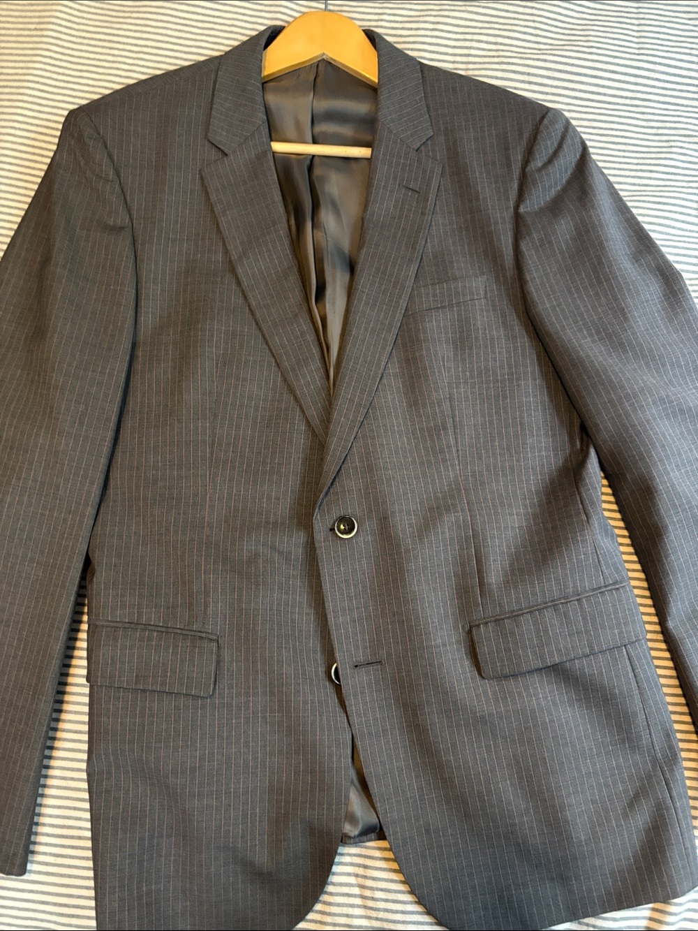 Hugo Boss Men's Classic Gray Pinstripe Blazer